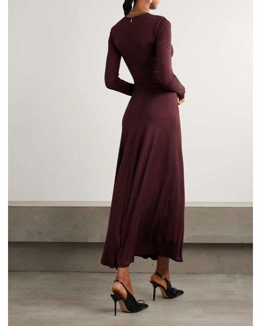 Max Mara Purple Doppia Midikleid Aus Jersey Mit Raffungen