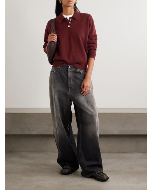 &Daughter Red Edith Wool Polo Sweater