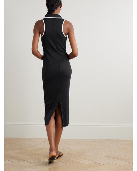 Veronica Beard Black Darien Midikleid Aus Gerippter Stretch-Pima-Baumwolle