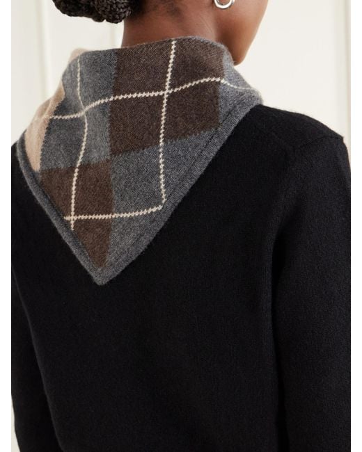 &Daughter Gray Ava Argyle Cashmere Scarf