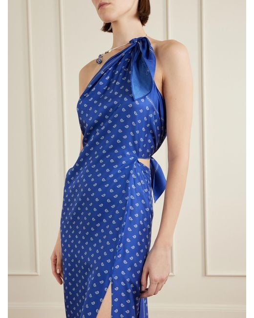 Christopher Esber Blue Bandana Printed Silk Twill Maxi Dress