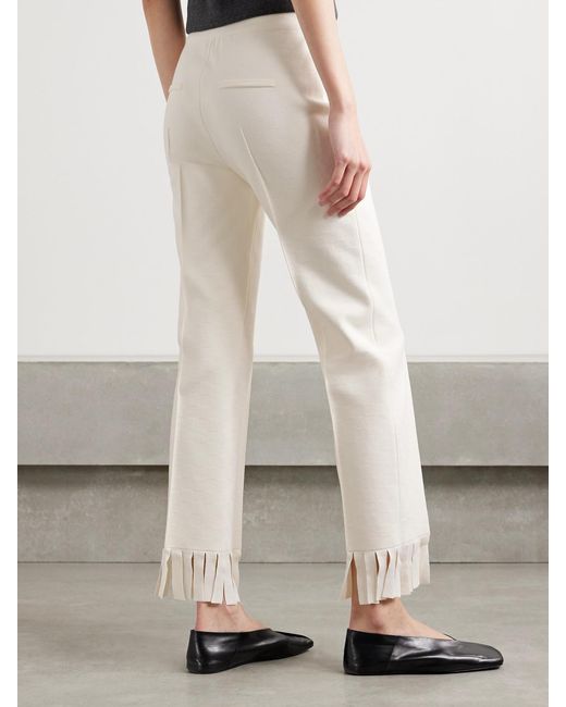 High Sport White Louis Fringed Cotton-Blend Jacquard Straight-Leg Pants