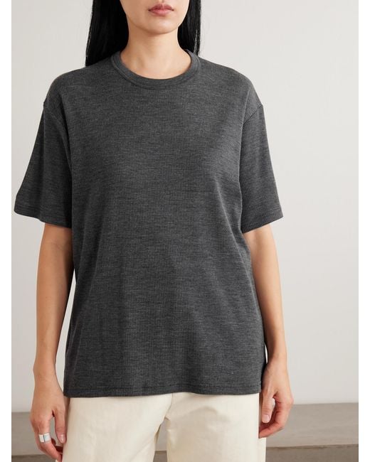 Ssstein Gray Ribbed Wool T-Shirt