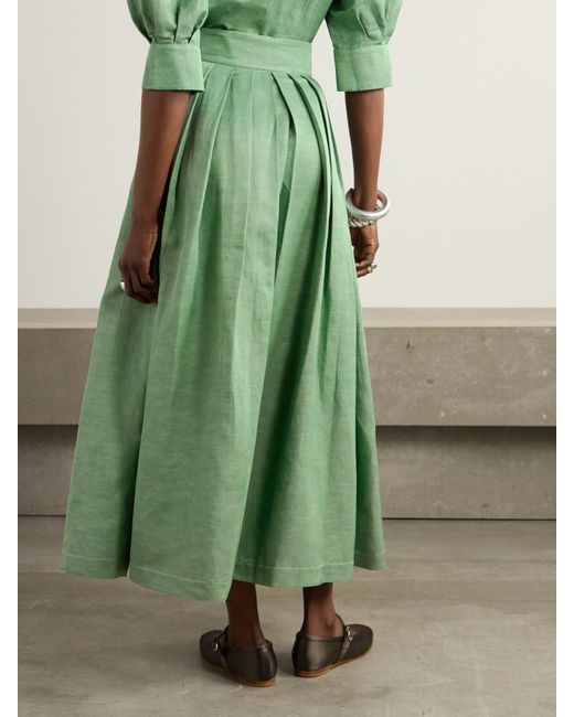 D'Estree Green Irving Maxirock Aus Twill Mit Falten