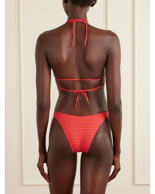 Lido Red Striped Triangle Bikini