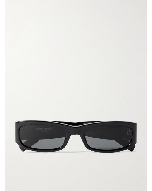 Saint Laurent Black Rectangle-Frame Acetate Sunglasses