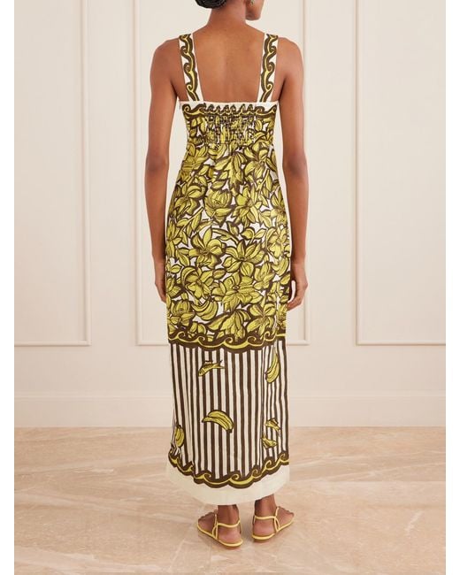 ALÉMAIS Metallic Mona Printed Hemp Midi Dress