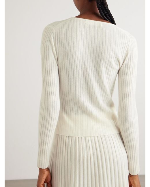 arch4 Natural New Cami Ribbed Organic Cashmere Cardigan