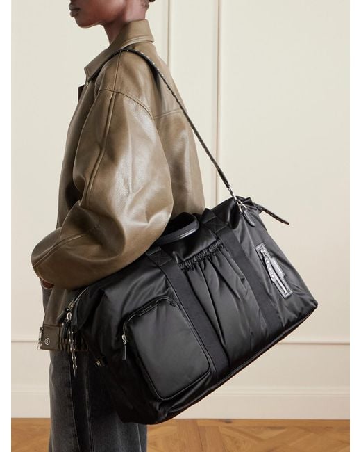 Anya Hindmarch Black Inflight Maxi Studded Leather-Trimmed Econyl Weekend Bag