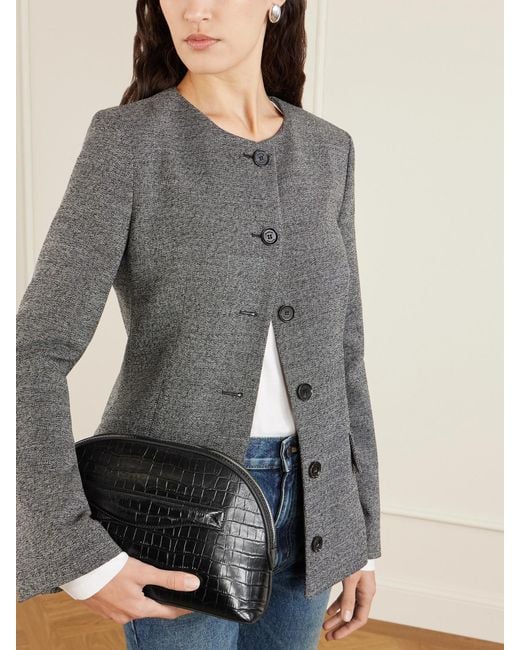A.Emery Black Halloran Croc-Effect Leather Clutch