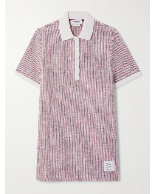 Thom Browne Pink Minikleid Aus Gestreiftem Tweed Aus Einer Baumwollmischung