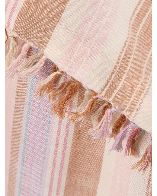 Zimmermann Pink Lucky Belted Tasseled Striped Voile Midi Dress