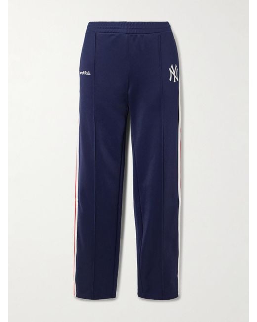 Sporty & Rich Blue New York Yankees Serif Striped Embroidered Jersey Track Pants
