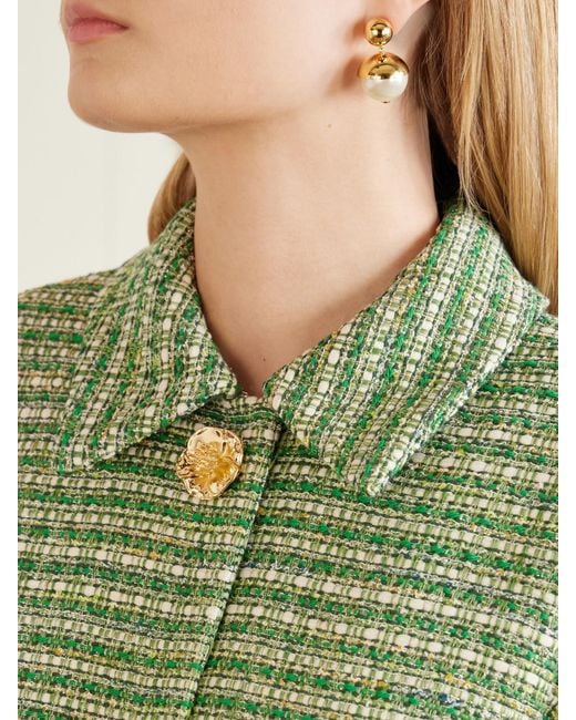 Carolina Herrera Green Cotton-Blend Tweed Jacket