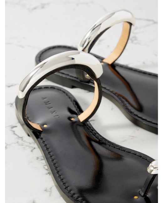 Amanu Black The Samburu Embellished Leather Sandals
