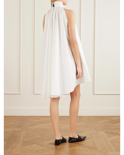 Givenchy White Tie-Detailed Pleated Cotton Mini Dress