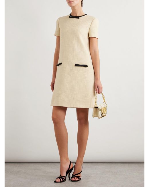 Valentino Garavani Natural Bow-Embellished Wool-Blend Tweed Mini Dress