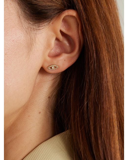 Jennifer Meyer Natural Evil Eye Mini 18-Karat Diamond Earrings