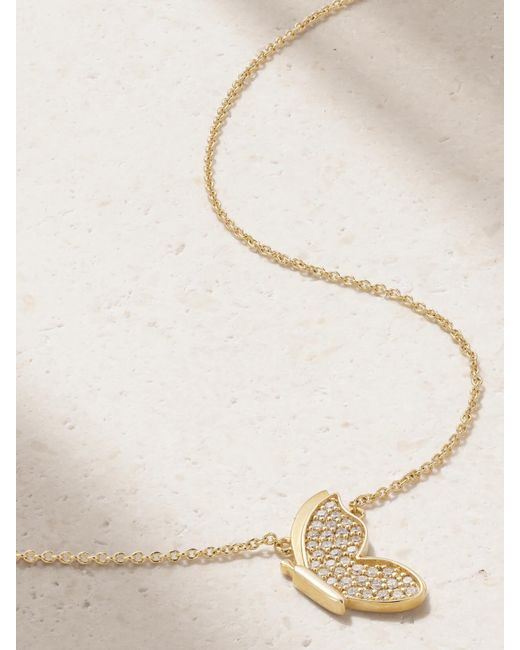 Sydney Evan Natural Small Flying Butterfly 14-Karat Diamond Necklace