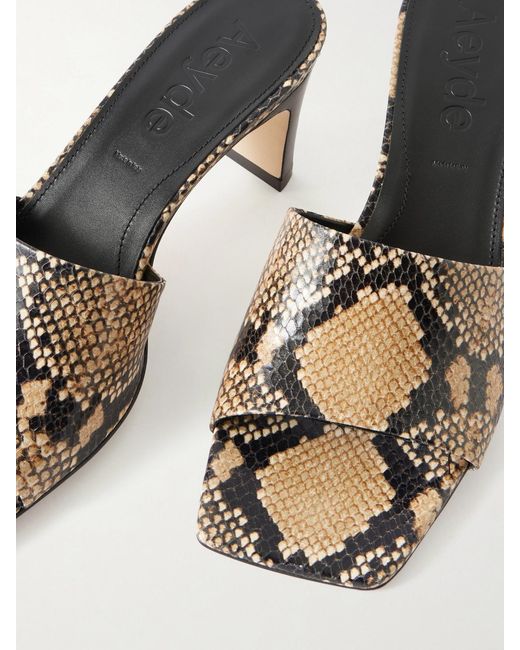 Aeyde Natural Jessie Snake-Effect Leather Sandals
