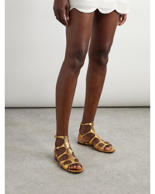 Tom Ford Natural Metallic Lizard-Effect Leather Sandals