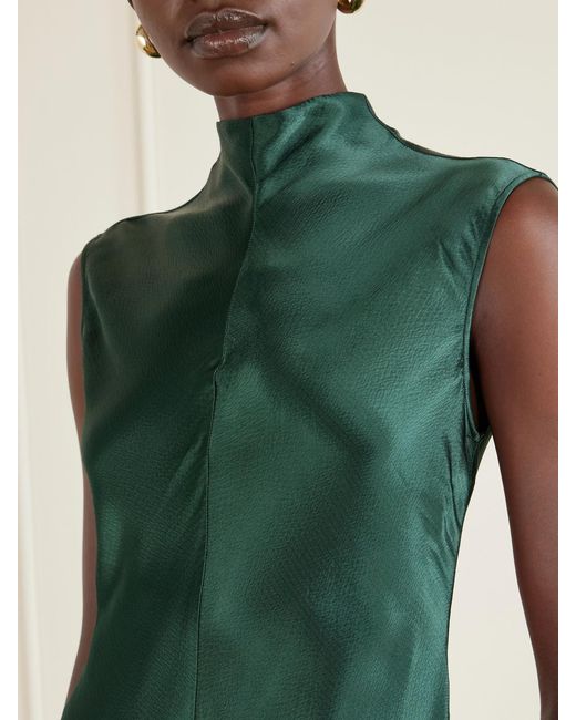 FFORME Green Nyx Sleeveless Pleated Crepe Maxi Dress