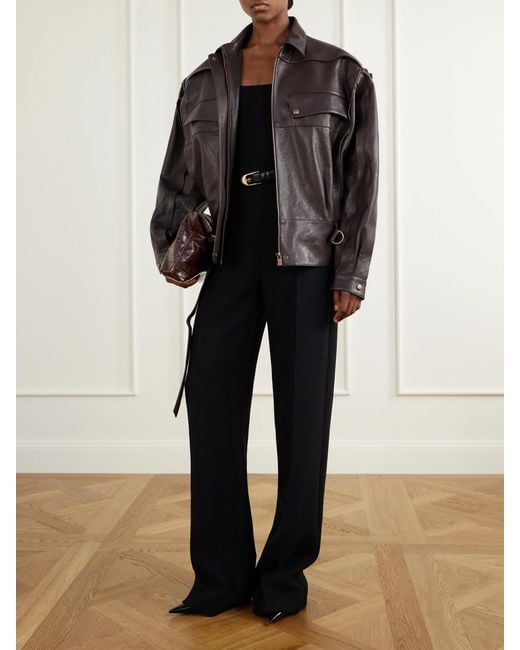 Magda Butrym Black Belted Leather Jacket