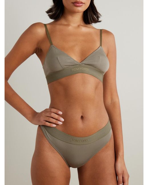 Tom Ford Gray Stretch-Modal Jersey Soft-Cup Triangle Bra
