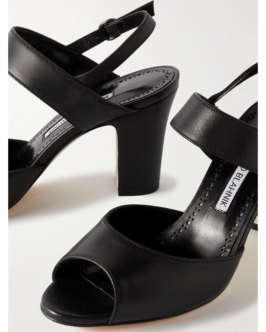 Manolo Blahnik Black Khiko 90 Slingback-Sandalen Aus Leder