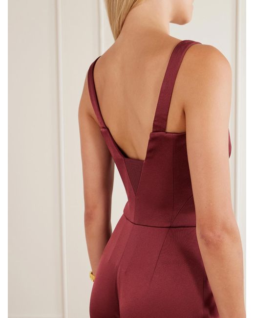 Galvan Red Geneva Sunrise Satin Jumpsuit