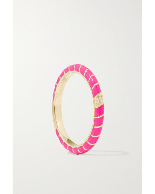 Yvonne Léon Pink Alliance 9-Karat, Enamel And Diamond Ring