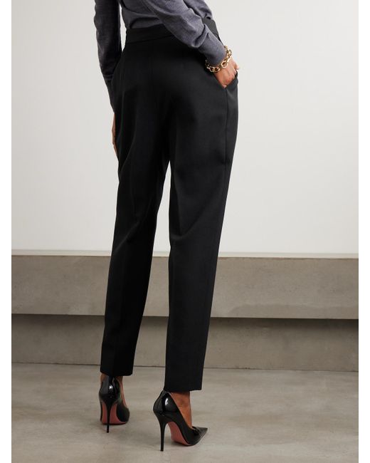 Balmain Black Hose Aus Grain De Poudre Aus Wolle Mit Falten