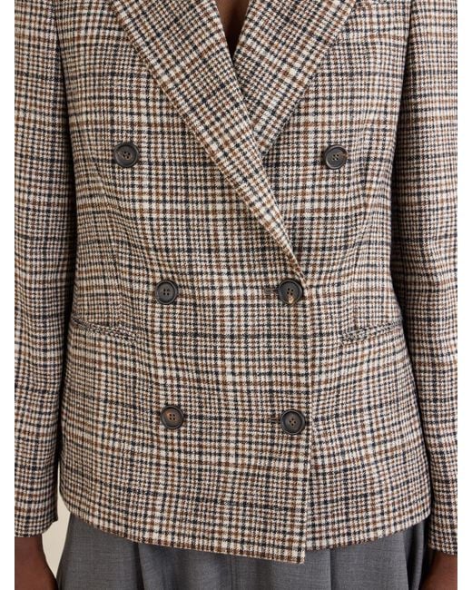 Brunello Cucinelli Brown Checked Wool-Blend Blazer