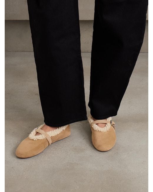 Alaïa Natural Shearling Ballet Flats
