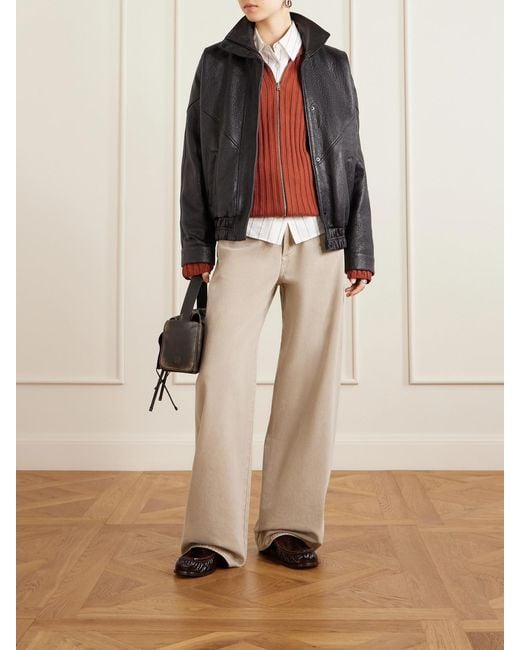Acne Black Textured-Leather Jacket