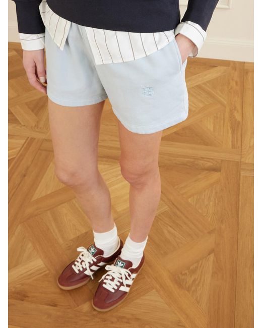 Anine Bing Blue Kam Shorts Aus Baumwoll-Jersey Mit Stickerei