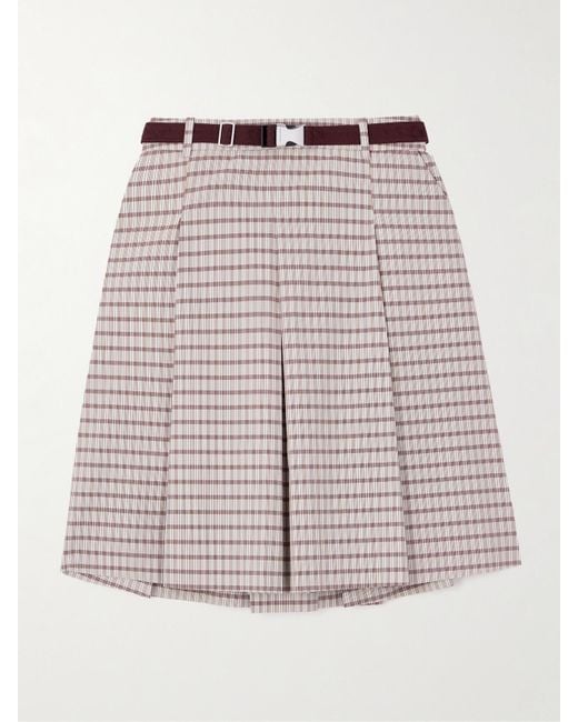 Tory Sport Multicolor Midirock Aus Kariertem Twill Mit Falten Und Gürtel