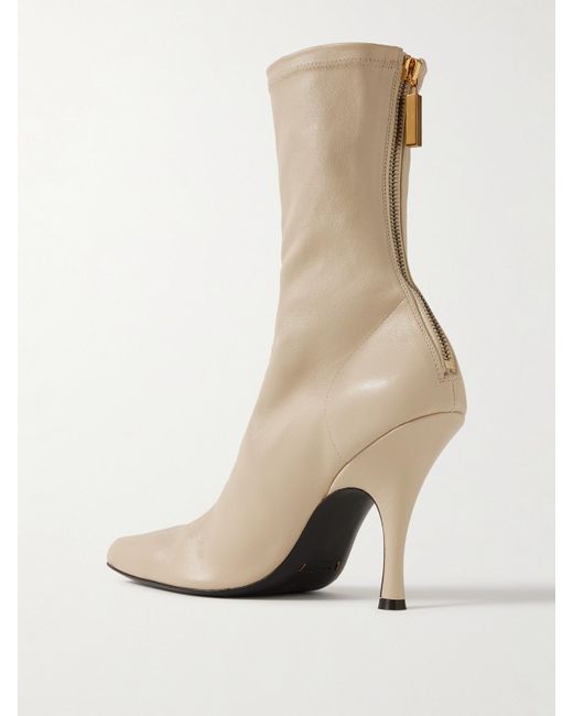 Khaite White Eva Sock Boots Aus Leder