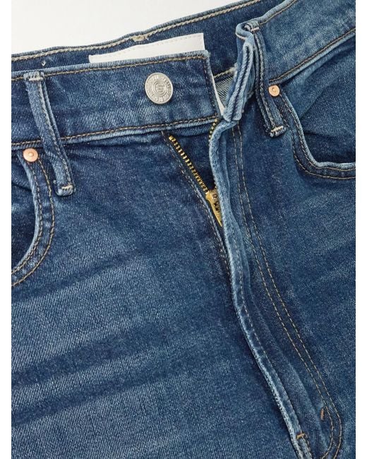 Mother Blue The Half-Pipe Ankle Cuff Fray Hoch Sitzende Jeans Mit Weitem Bein