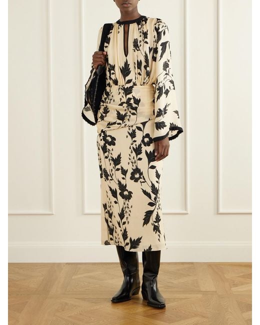 Johanna Ortiz Natural Floral-Print Silk-Georgette Maxi Dress