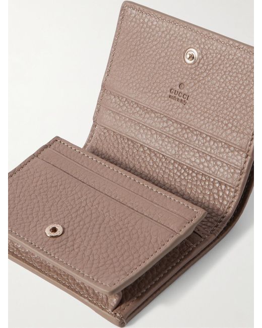 Gucci Natural Gg Emblem Mini Portemonnaie Aus Geprägtem Strukturiertem Leder