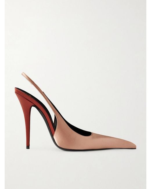 Saint Laurent Pink Deroche Slingback-Pumps Aus Satin