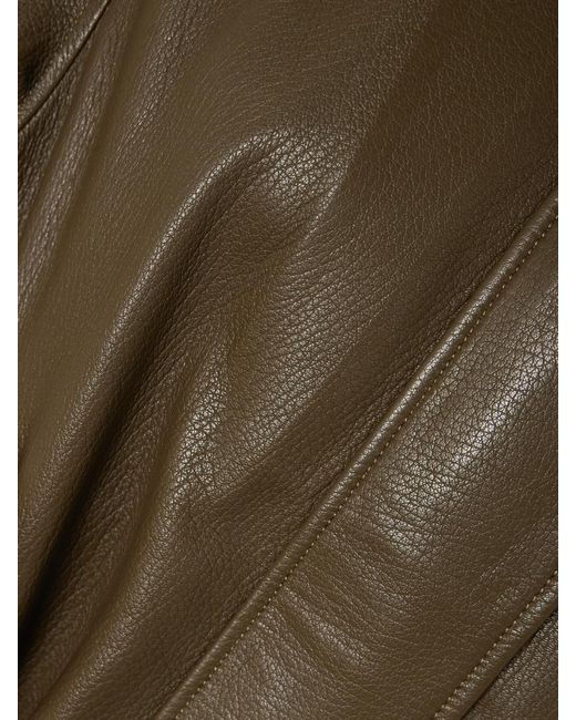 Nour Hammour Green Hooded Textured-Leather Bomber Jacket