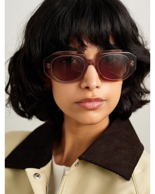 Céline Brown Hexagon-Frame Acetate Sunglasses
