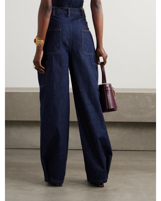 Magda Butrym Blue Wandelbare Hoch Sitzende Jeans Mit Weitem Bein
