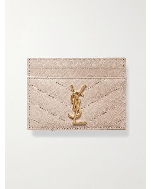 Saint Laurent Natural Monogramme Quilted Textured-Leather Cardholder