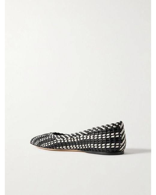Gabriela Hearst White Aurora Two-Tone Woven Leather Ballet Flats