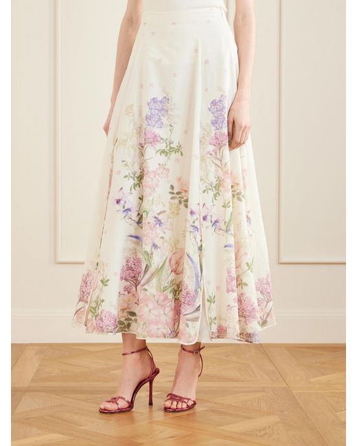 Charo Ruiz Pink Ventine Floral-Print Cotton-Blend Maxi Skirt
