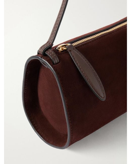 Neous Brown Gemini Leather-Trimmed Suede Shoulder Bag