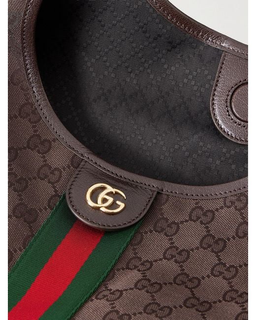 Gucci Gray Giglio Leather-Trimmed Canvas-Jacquard Tote
